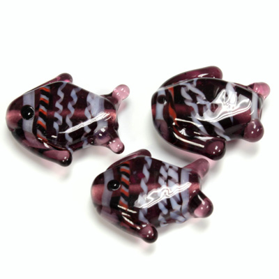 Indian Glass Lampwork Bead - Fish Large DARK AMETHYST