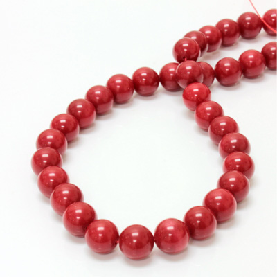 Gemstone Bead - Smooth Round 10MM DOLOMITE DYED RED