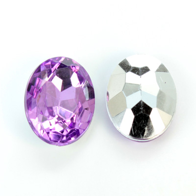 Plastic Point Back Foiled Stone - Oval 25x18MM LT AMETHYST