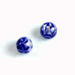 Glass Lampwork Bead - Smooth Round 10MM PATTERN BLUE CRYSTAL