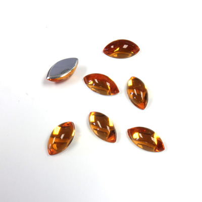 Plastic Flat Back Foiled Cabochon - Navette 10x5MM TOPAZ