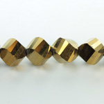 Indian Cut Crystal Bead - Helix Twisted 12MM METALLIC GOLD
