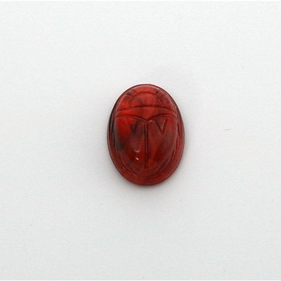 German Plastic Flat Back Scarab - Oval 14x10MM CORAL MATRIX