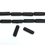 Czech Pressed Glass Bead - Tube Smooth 14x4MM MATTE JET