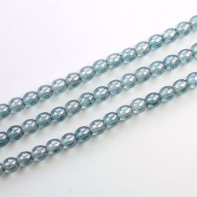 Czech Pressed Glass Bead - Smooth Round 04MM LUMI COATED BLUE