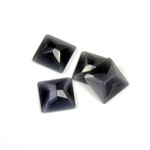 Fiber-Optic Flat Back Stone - Faceted checkerboard Top Square 10x10MM CAT'S EYE GREY