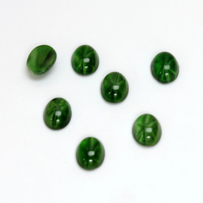 Glass Medium Dome Lampwork Cabochon - Oval 08x6MM STAR EMERALD