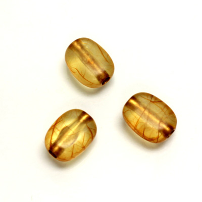 Plastic Bead - Bronze Lined Veggie Color Smooth Flat Keg 13x10MM  MATTE TOPAZ