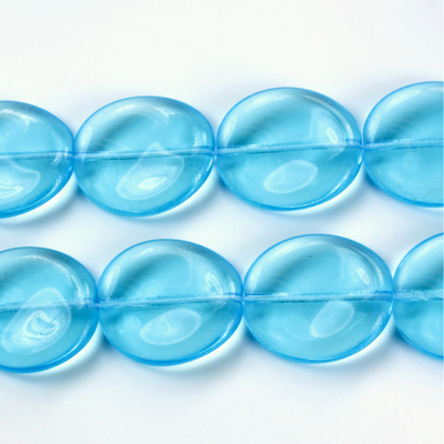 Czech Pressed Glass Bead - Potato Chip 20x18MM AQUA