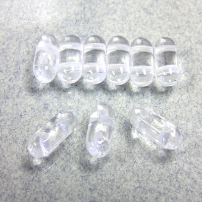 Preciosa Czech Pressed Glass 2-Hole Bead - Twin Roller 09x4MM CRYSTAL