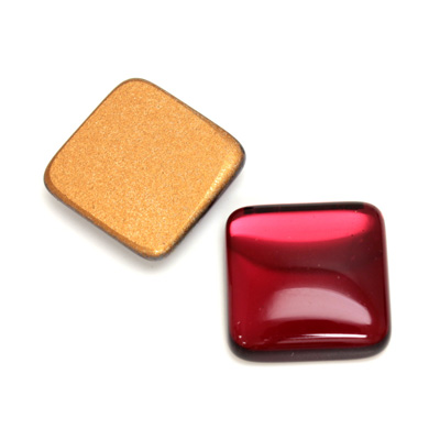 Glass Low Dome Foiled Cabochon - Square Antique 18x18MM ROSE