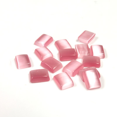 Fiber-Optic Flat Back Buff Top Straight Side Stone - Cushion 08x6MM CAT'S EYE LT PINK