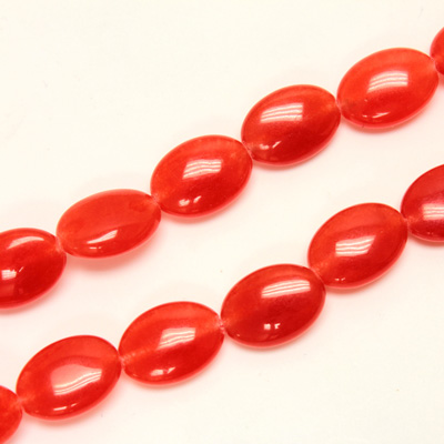 Gemstone Bead - Smooth Flat Oval 14x10MM Dyed QUARTZ Col. 44 RED