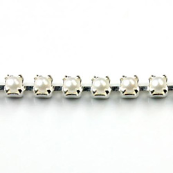 Czech Pearl Cup Chain PP18 WHITE PEARL-SILVER