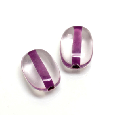 Plastic Bead - Color Lined Smooth Flat Keg 19x14MM CRYSTAL PURPLE LINE