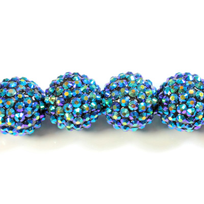 Acrylic Rhinestone Bead with 2MM Hole Resin Base - 20MM METALLIC BLUE