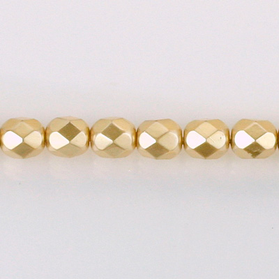 Czech Glass Pearl Faceted Fire Polish Bead - Round 06MM GOLD 70486
