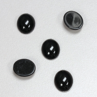 Plastic Flat Back Opaque Cabochon - Oval 12x10MM JET