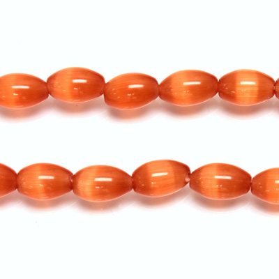 Fiber Optic Synthetic Cat's Eye Bead -  Oval Rice 09x6MM CAT'S EYE COPPER