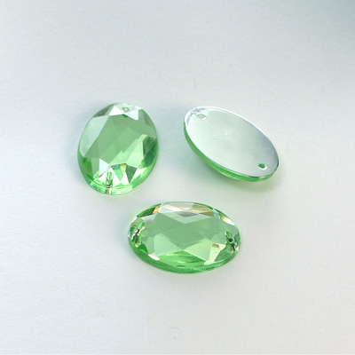 Plastic Flat Back 2-Hole Foiled Sew-On Stone - Oval 18x13MM PERIDOT