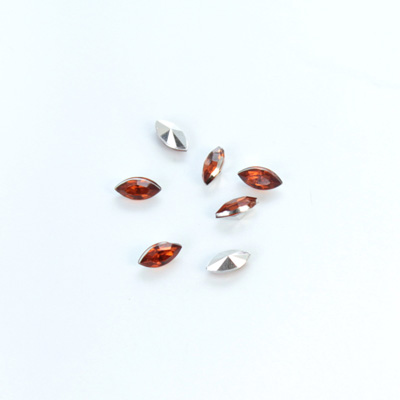 Plastic Point Back Foiled Stone - Navette 06x3MM SMOKE TOPAZ