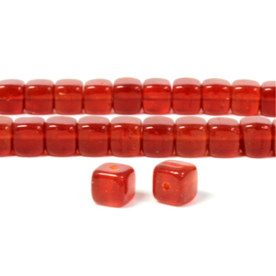 Czech Pressed Glass Bead - Cube 05x7MM CORNELIAN