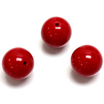 Plastic Bead - Opaque Color Smooth Round 16MM RED