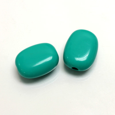 Plastic Bead - Opaque Color Smooth Flat Keg 19x14MM BRIGHT GREEN TURQUOISE