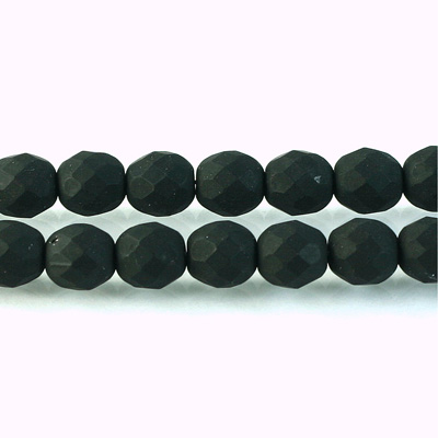 Czech Glass Fire Polish Bead - Round 08MM MATTE JET