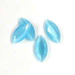 Fiber-Optic Flat Back Stone with Faceted Top and Table - Navette 15x7MM CAT'S EYE AQUA