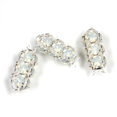 Preciosa Rhinestone Rondelle Crystal Tubes 16x7MM WHITE OPAL/SILVER