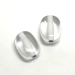 Plastic Bead - Color Lined Smooth Flat Keg 19x14MM CRYSTAL WHITE LINE