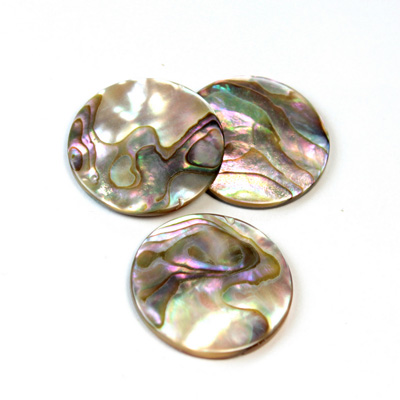 Shell Flat Back Flat Top Straight Side Stone - Round 21MM ABALONE