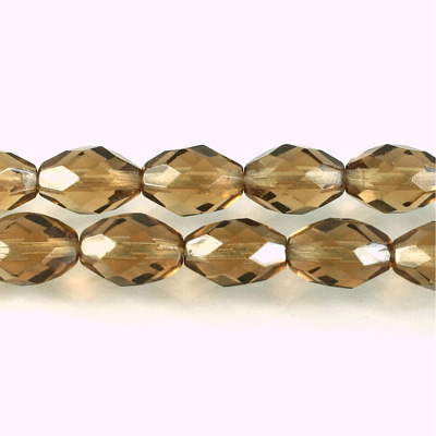 Czech Glass Fire Polish Bead - Oval 11x8MM SMOKE TOPAZ