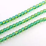 Czech Pressed Glass Bead - Smooth 2-Tone Round 04MM COATED GREEN-YELLOW 69019