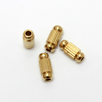 Brass Bead - Lead Safe Machine Made Fancy Tube 08x3.5MM RAW BRASS