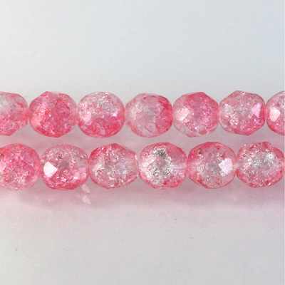 Czech Glass Fire Polish Bead - Round 08MM CRASHED ROSE