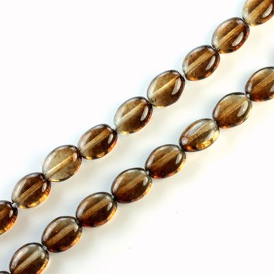 Czech Pressed Glass Bead - Flat Oval 08x6MM BROWN-CRYSTAL 69012
