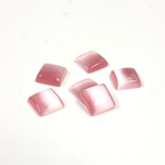 Fiber-Optic Flat Back Buff Top Straight Side Stone - Square 08x8MM CAT'S EYE LT PINK