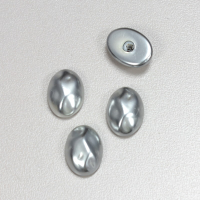 Glass Cabochon Baroque Top Pearl Dipped - Oval 14x10MM LT GREY