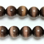 Fiber-Optic Synthetic Bead - Cat's Eye Smooth Round 12MM CAT'S EYE BROWN