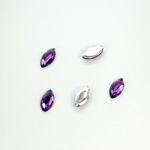 Plastic Flat Back Foiled Rose Cut Rhinestone - Navette 08x4MM AMETHYST