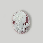 Plastic Cameo - Grecian Woman Oval 25x18MM WHITE ON RUBY FS