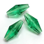 Plastic Bead -  Faceted Elongated Bicone 25x12MM EMERALD