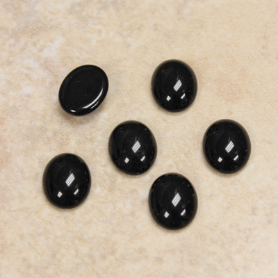 Glass Medium Dome Opaque Cabochon - Oval 10x8MM JET