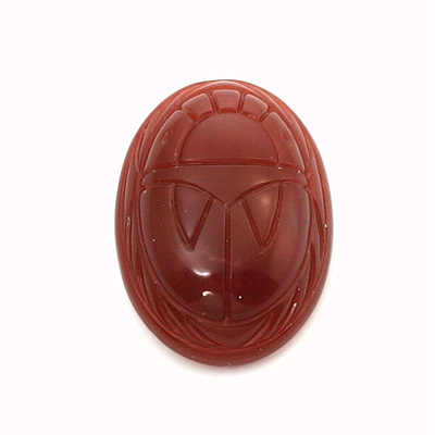 German Plastic Flat Back Scarab - Oval 25x18MM CORNELIAN