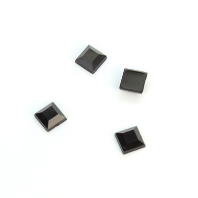 Plastic Flat Back Rose Cut Rhinestone - Square 06x6MM JET