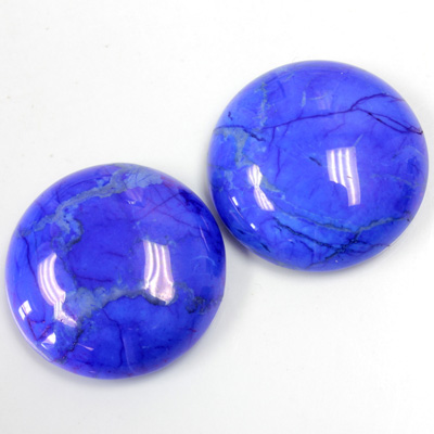 Gemstone Cabochon - Round 25MM HOWLITE DYED LAPIS