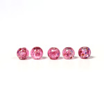 Czech Glass Lampwork Bead - Smooth Round 06MM Flower ON ROSE with  SILVER FOIL