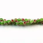 Glass Millefiori Bead - Round 04MM GREEN WHITE RED (09)